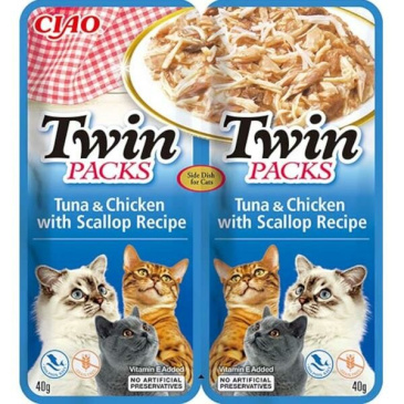 Inaba Twin Packs cat tuňák & kuře,hřebenatka 80g