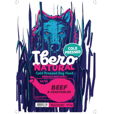 Ibero Natural dog COLD PRESSED beef 12kg + 3kg GRATIS