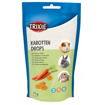 CARROT DROPS - mrkvové dropsy, pamlsek pro hlodavce,75 g