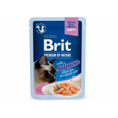 Brit premium 85g cat kapsička filety Sterilised s lososem ve šťávě