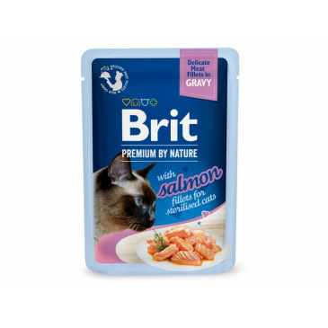 Brit premium 85g cat kapsička filety Sterilised s lososem ve šťávě